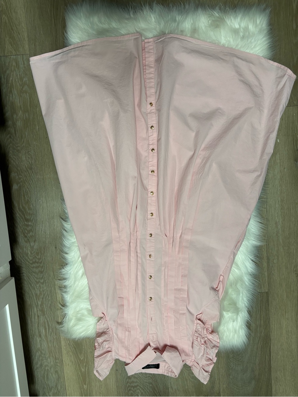 Sleeveless Pink Button-Front Ruffle Dress - Picture 2 of 8
